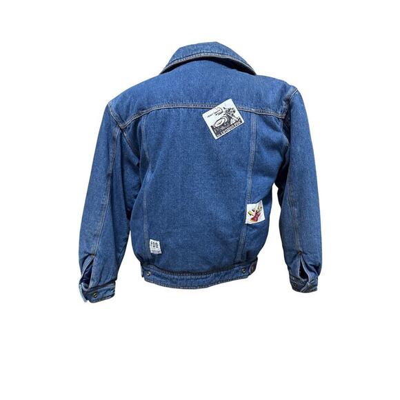 London Fog Vintage Rare HTF Denim Jacket Youth Large Suze 16 Lettermen Patches - Picture 2 of 8